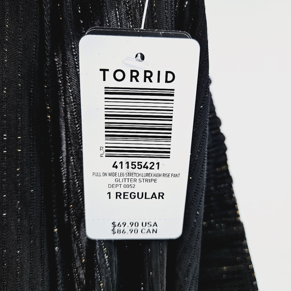NWT Torrid Pull On Wide Leg Stretch High Rise Glitter Stripe Pant size 1 - Picture 12 of 12